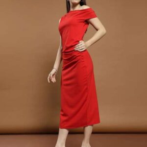 athena one shoulder scuba bodycon midi dress