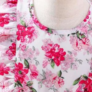 baesd round neck floral print ruffled net fit fla