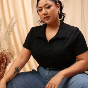 curvy street plus size striped opaque knitted shir