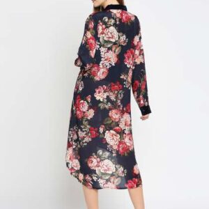 cloth haus india women navy blue red floral aline