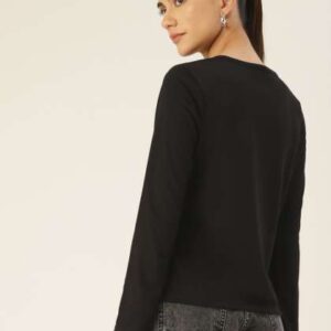 dressberry women black solid tshirt