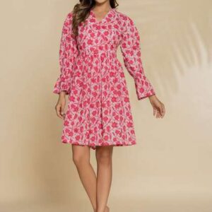 eco clothing floral print fit flare dress