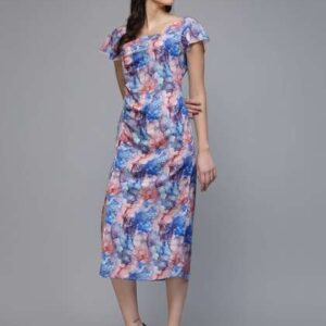 fabway clothing women floral printed crepe bodycon
