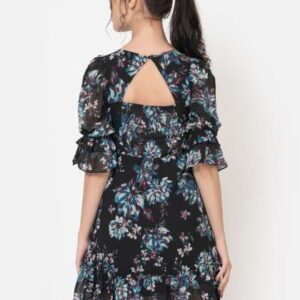 june 9 clothing women floral print fit flare midi