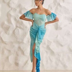 lea clothing co offshoulder chiffon maxi dress