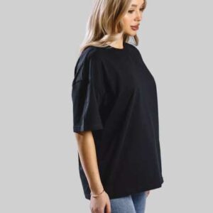 leotude women solid round neck cotton oversized ts