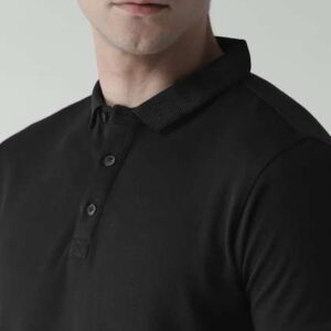 mast harbour men black solid polo collar tshirt