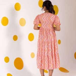 polago clothing geometric empire tiered midi dress