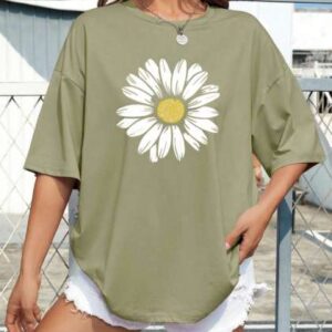 szn women floral printed round neck cotton oversiz