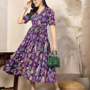 stylum tropical women printed fit flare maxi dres