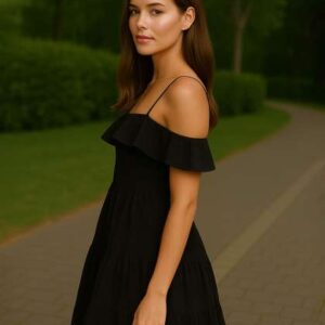 trenbee offshoulder lace fit flare dress