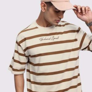 the roadster life co relaxed fit striped printed t