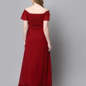 aayu offshoulder gathered detailed maxi dress